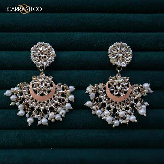 Carryallco Peach Essence Kundan Meenakari Earrings