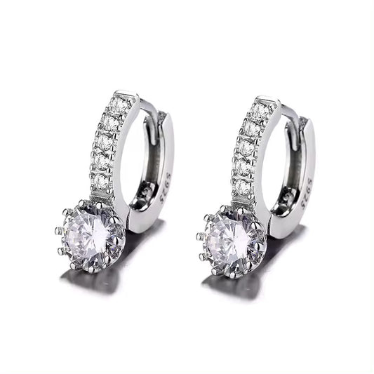 Carryallco Sterling Silver 925 Round Solitare Earring