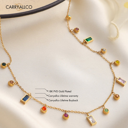 Carryallco 18K Gold Plated Demi-Fine Aura Zirconia Link Necklace