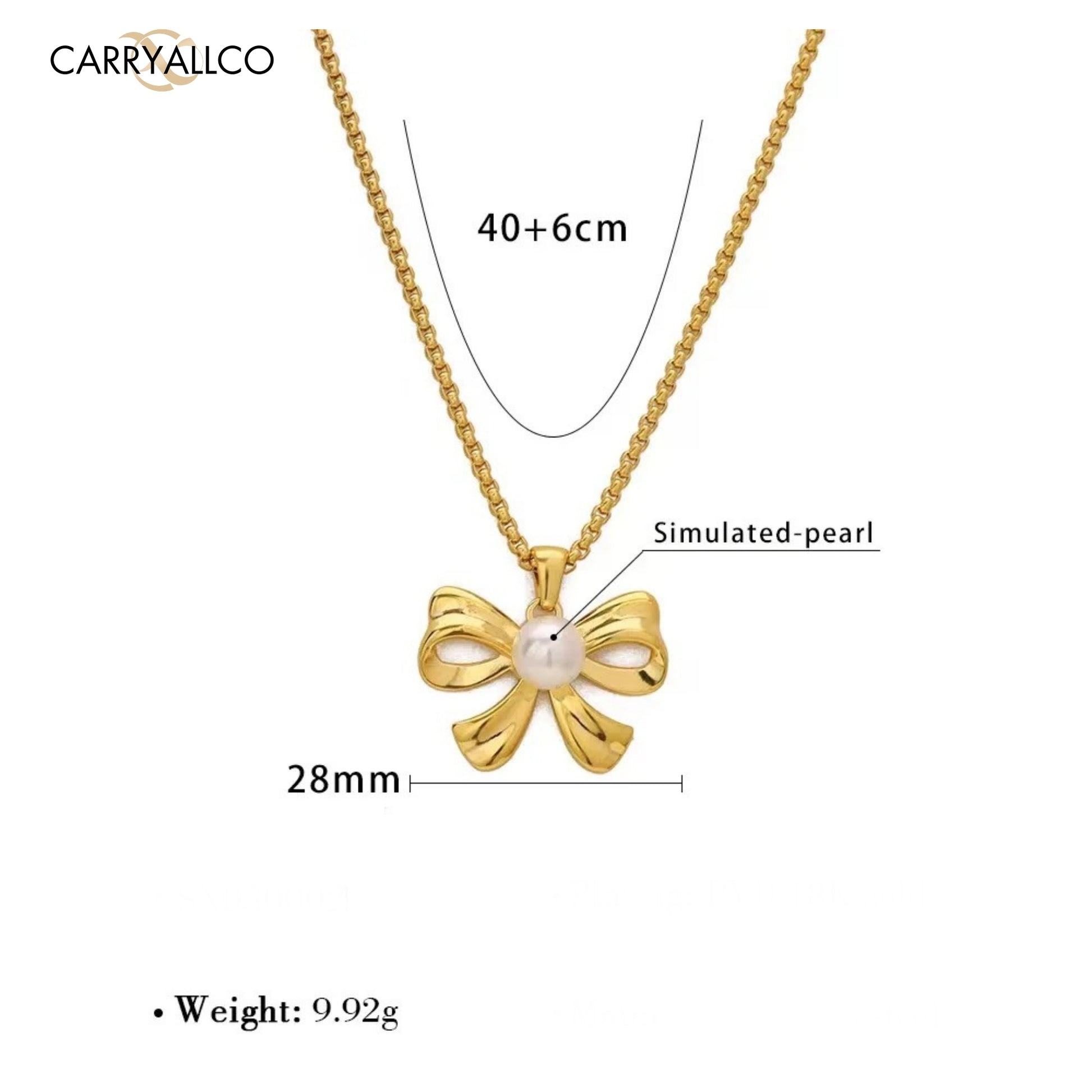 Carryallco 18K Gold Plated Demi-Fine Aurora Pearl Bow Pendant