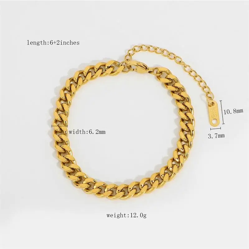 Carryallco 18K Gold Plated Demi-fine Cuban Chain Bracelet