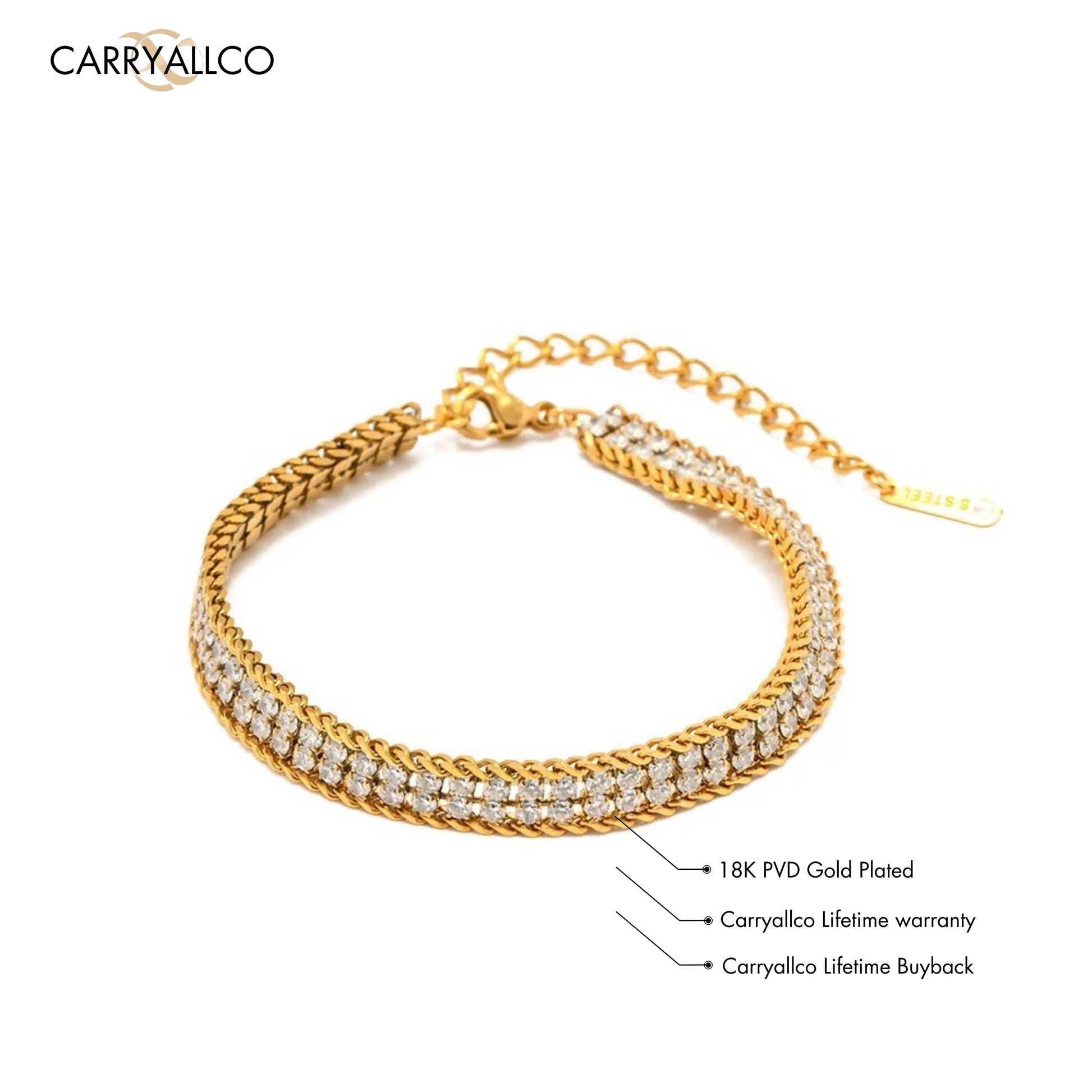 Elegant double-layer bracelet with sparkling cubic crystals, perfect for everyday and occasion wear.