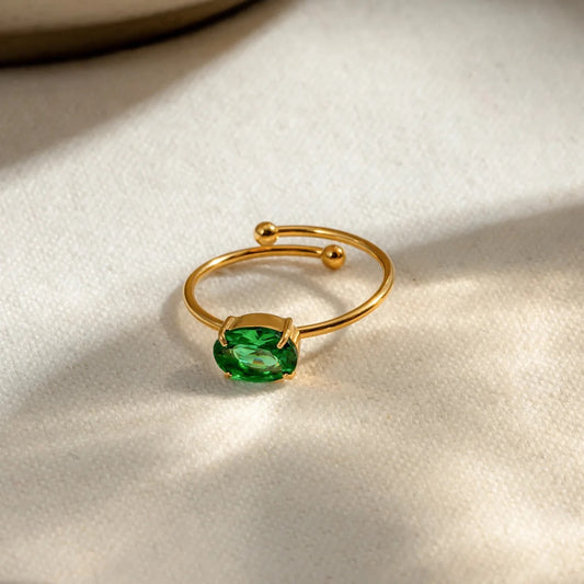 Carryallco 18k Gold Plated Demi-fine Emerald Elegance Ring