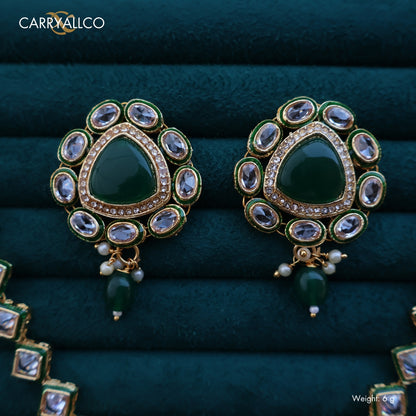 Carryallco Emerald Reversible Kundan Necklace Set