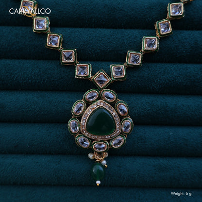 Carryallco Emerald Reversible Kundan Necklace Set