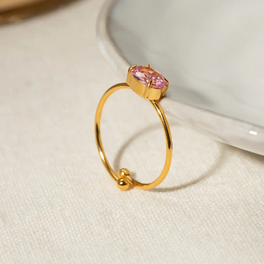 Carryallco 18K Gold Plated Demi-fine Fuchsia Elegance Ring