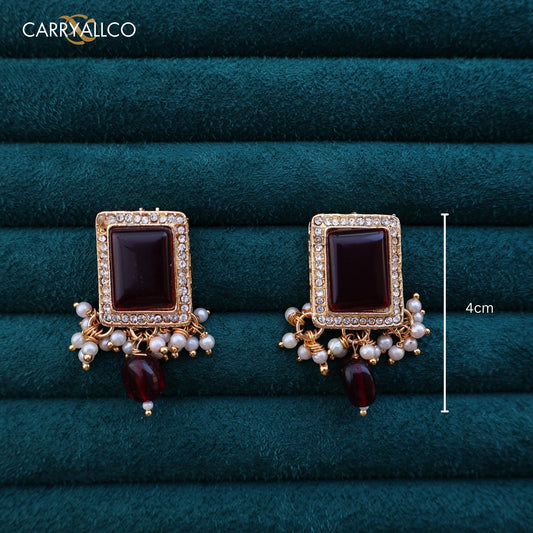 Carryallco Marron Monalisa Kundan Pearl Earring