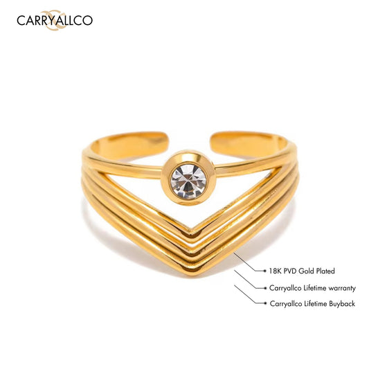 Carryallco 18K Gold Plated Demi-fine Multi-Layer V-Shaped Ring