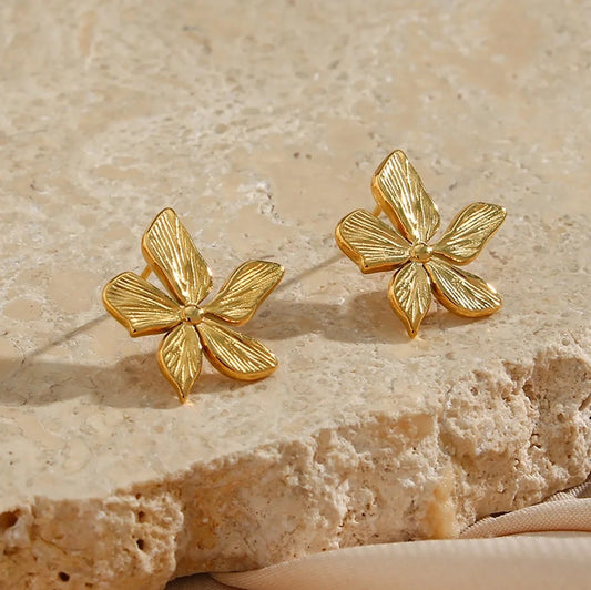 Carryallco Striped Flower Earring- 18K Gold Plated