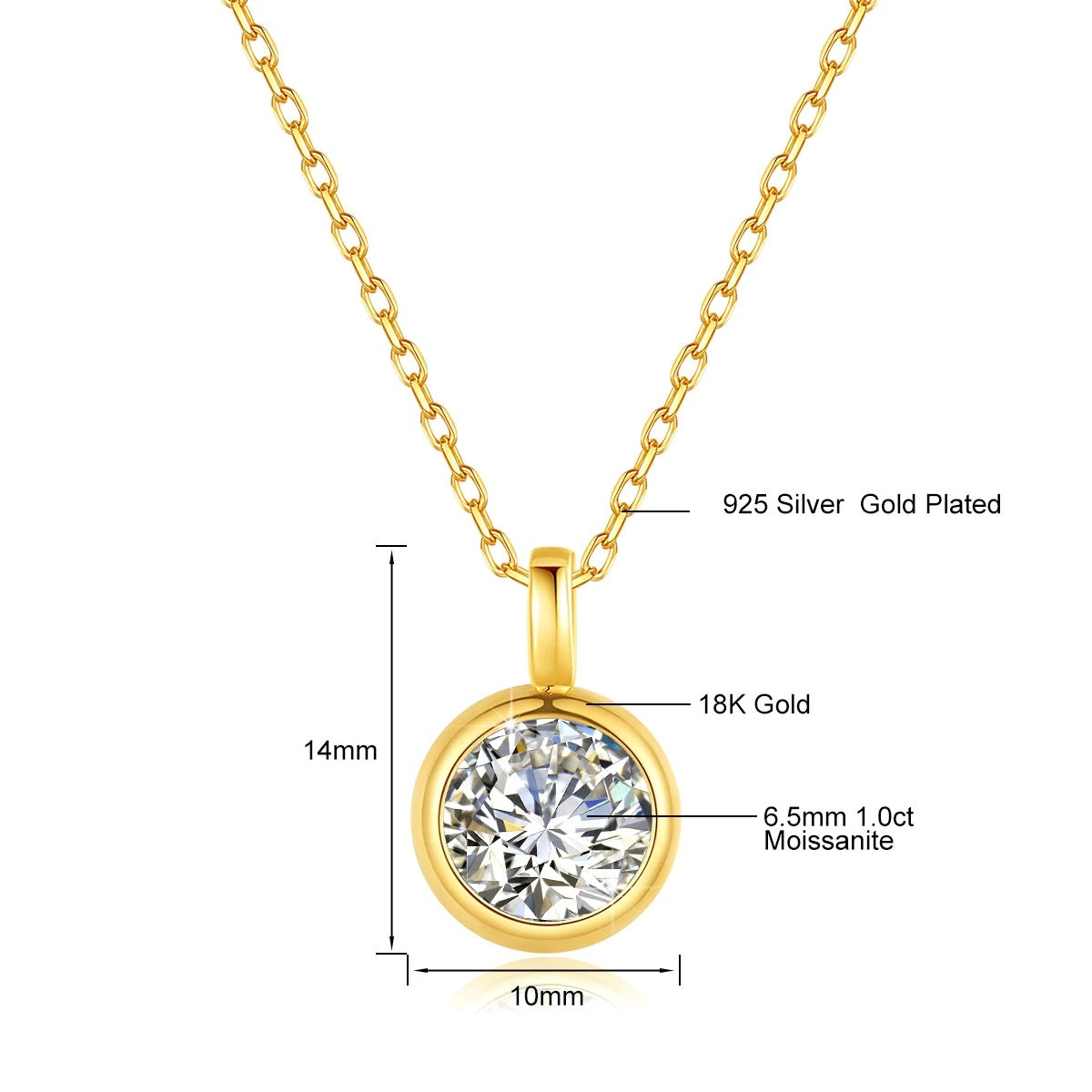 Carryallco 18K Gold Plated Timeless Solitaire Diamond Necklace – Demi-Fine