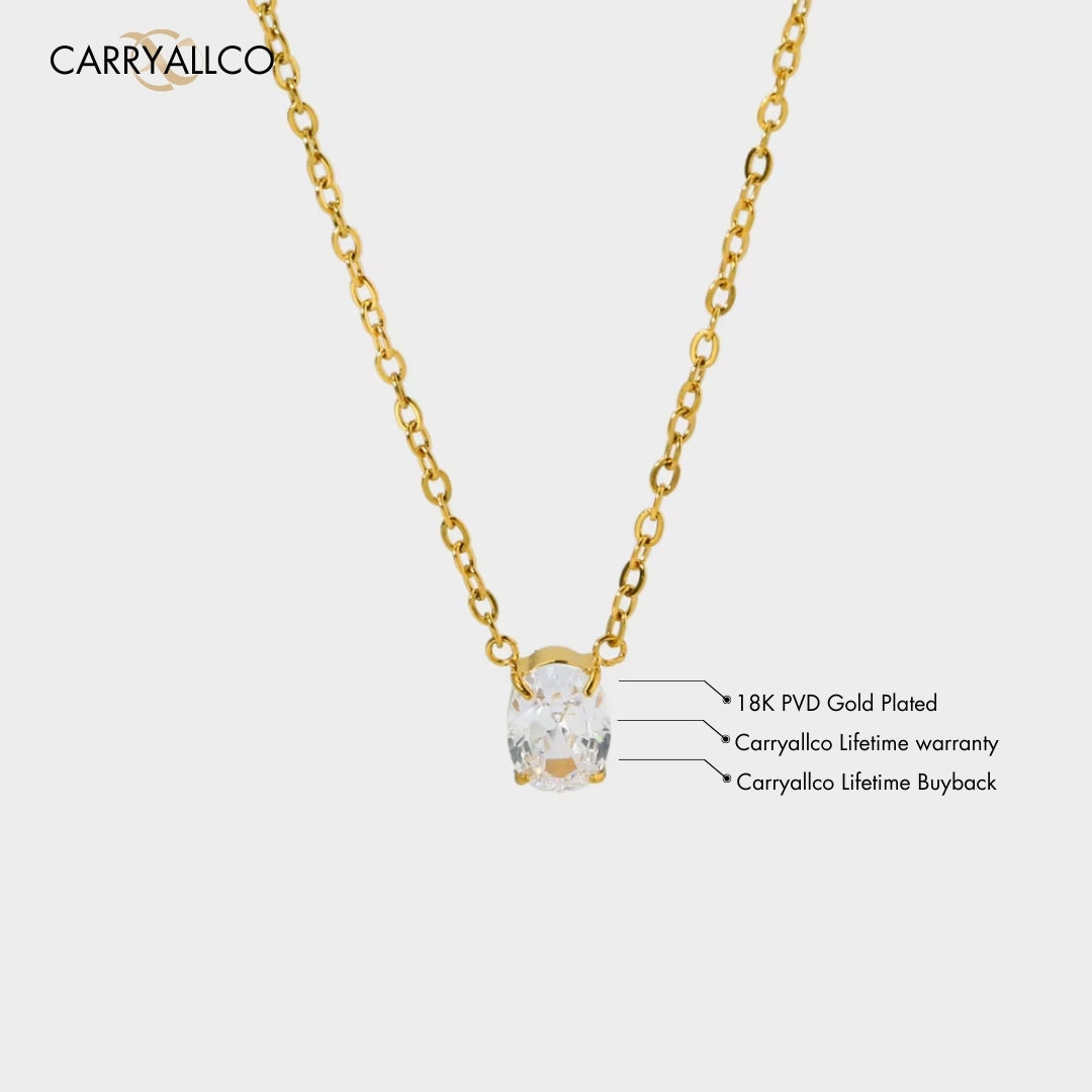 Demi-Fine 18K Gold Plated Brilliant Cut White Stone Necklace