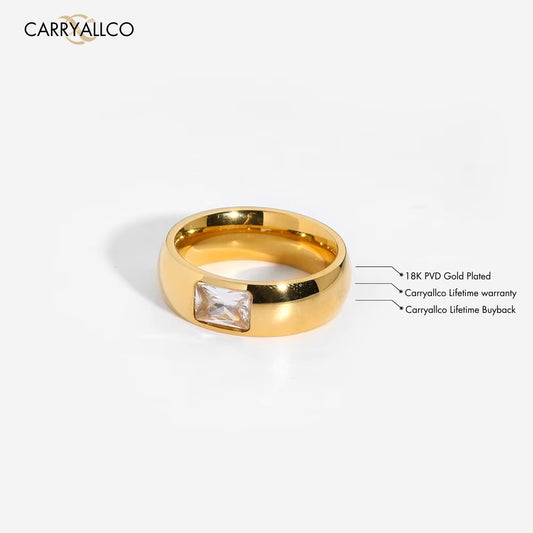 Demi-Fine 18K Gold Plated Wide Brilliant Cut Stone Band Ring