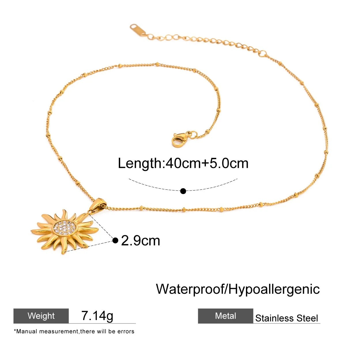 Carryallco 18K Gold Plated Sparkling Sunstone Pendant Necklace – Demi-Fine