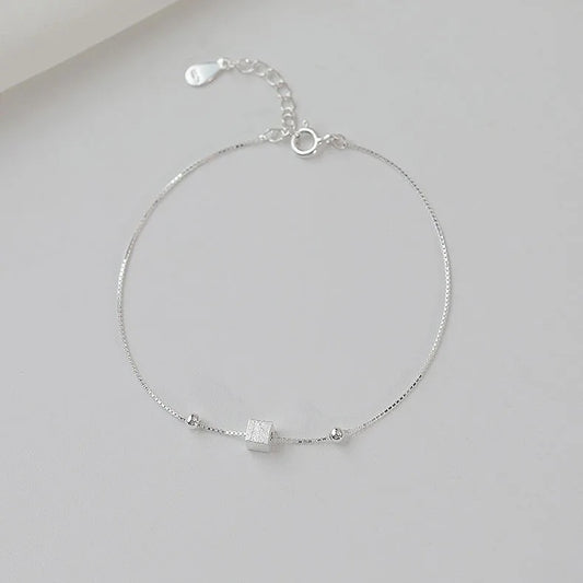 Carryallco 925 Sterling Silver Square Chain Anklet