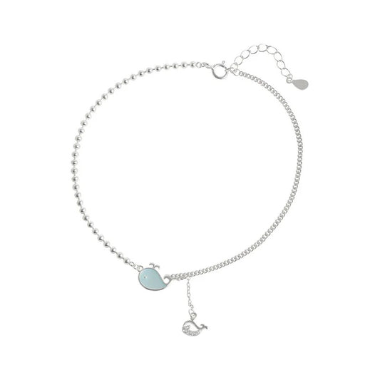 Carryallco 925 Sterling Silver Whale Charm Chain Anklet