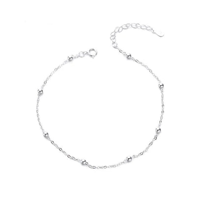 Carryallco 925 Sterling Silver Beads Chain Anklet