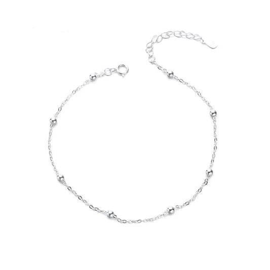 Carryallco 925 Sterling Silver Beads Chain Anklet