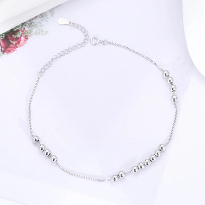 Carryallco 925 Sterling Silver Bead Manual Chain Anklet