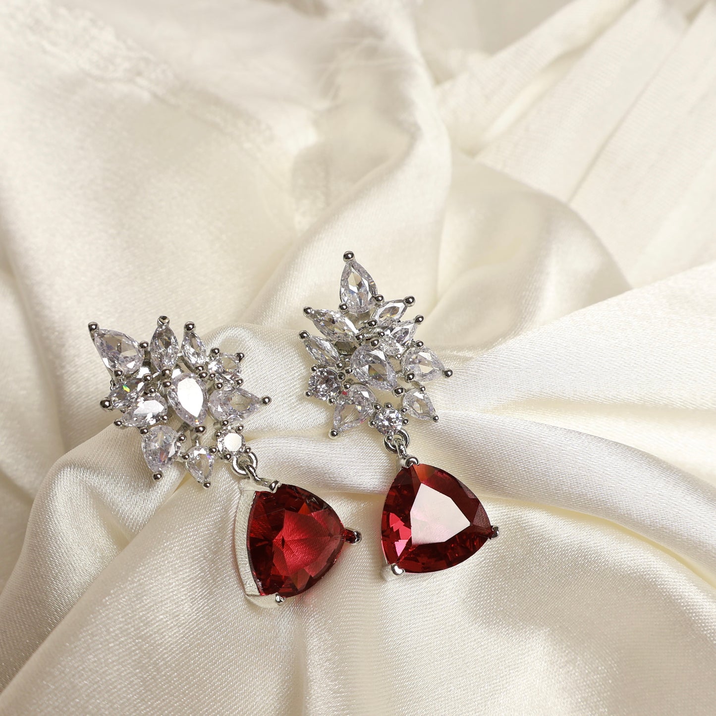 Carryallco Scarlet Petal Diamond Earrings