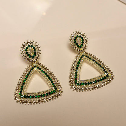 Carryallco Emerald Triangular CZ Earrings