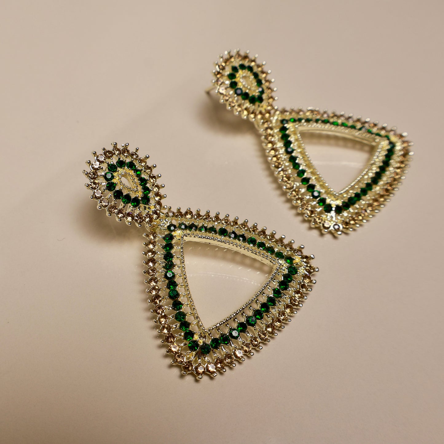 Carryallco Emerald Triangular CZ Earrings