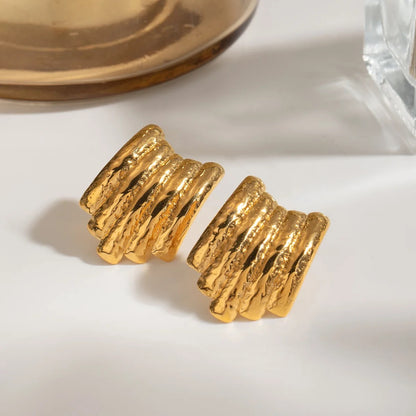 Carryallco 18K Gold Plated Hammered Texture Earring