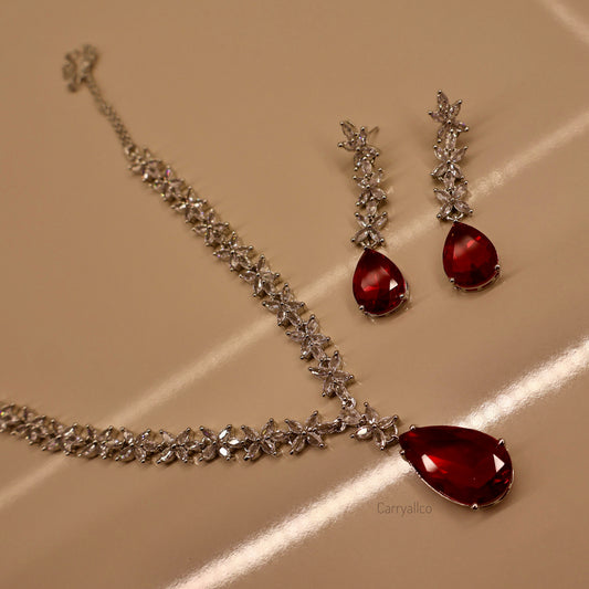 Carryallco Ruby Petal Harmony American Diamond Set