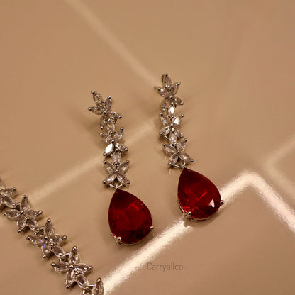 Carryallco Ruby Petal Harmony American Diamond Set