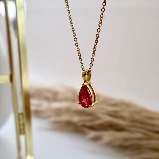 Carryallco Ruby Stone Pendant With Linked Chain