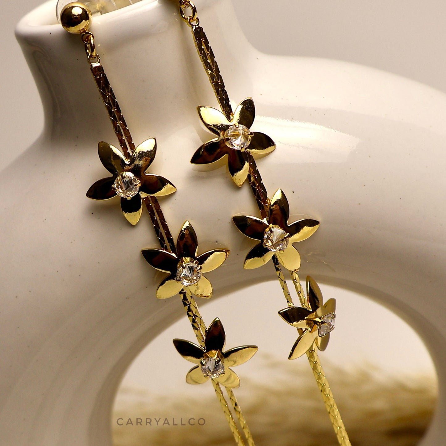 Carryallco Diamond Flower Tassel Earring