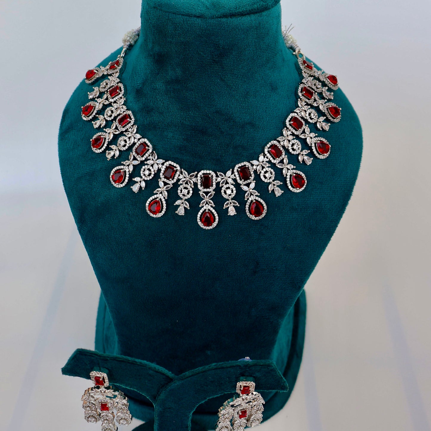 Carryallco Ruby Radiance American Diamond Necklace