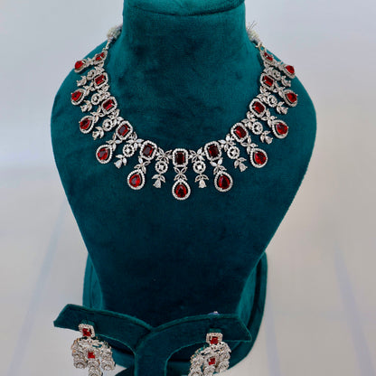 Carryallco Ruby Radiance American Diamond Necklace