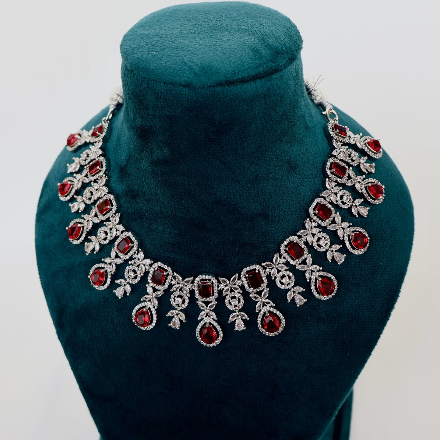 Carryallco Ruby Radiance American Diamond Necklace