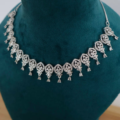 Carryallco Sparkle White Radiance American Diamond Necklace Set