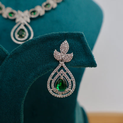 Carryallco Emerald American Diamond Necklace Set