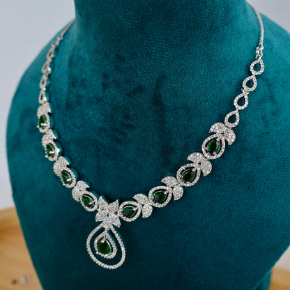 Carryallco Emerald American Diamond Necklace Set