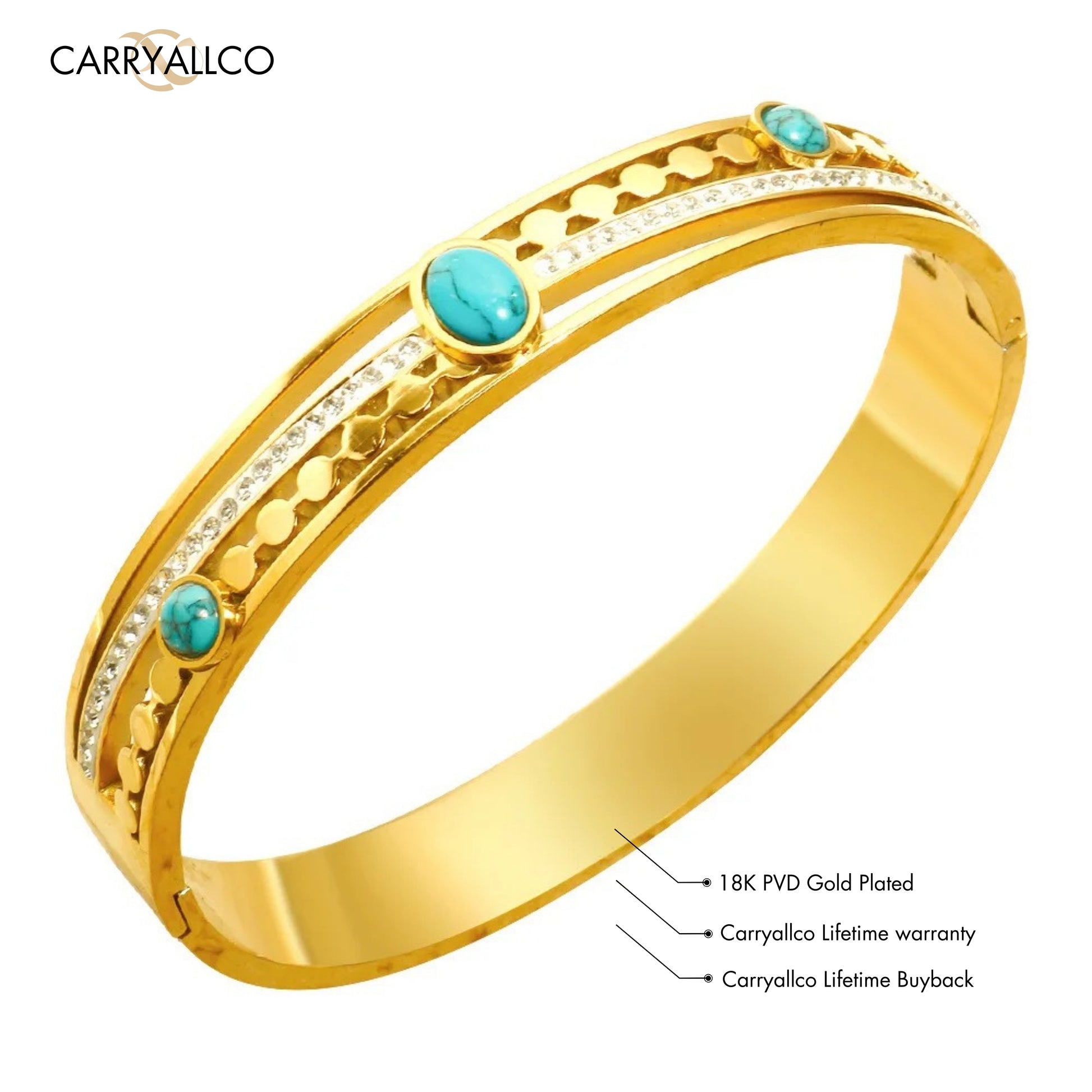 Stylish bracelet featuring a vibrant turquoise stone, set in a sleek gold-plated design