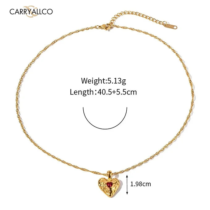 Carryallco 18K Gold Plated Ruby Heart Pendant Chain – Demi-Fine