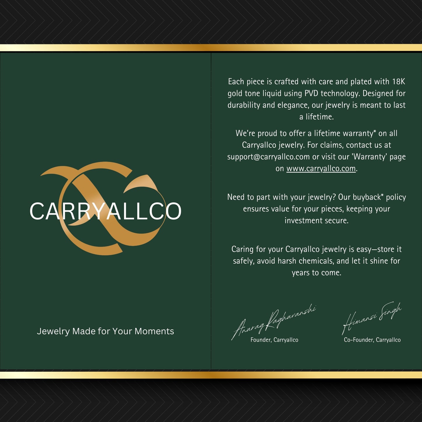 Carryallco Warranty Card